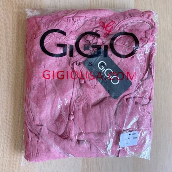 Gigio | Apple Blossom Ruffle Tiered Dress New Large Dusty Rose Bohemian Spring - Picture 7 of 8